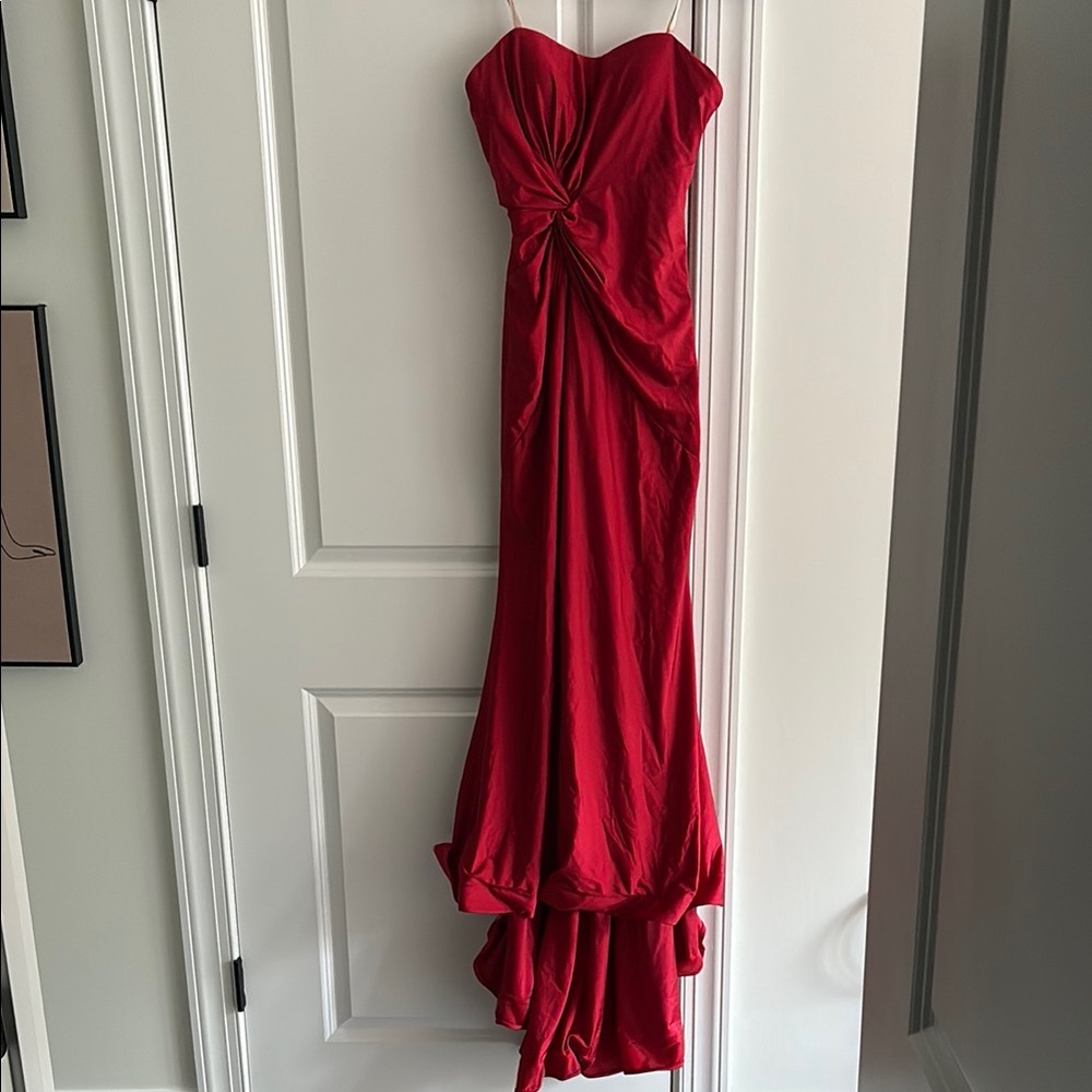 Faviana Strapless Red Gown